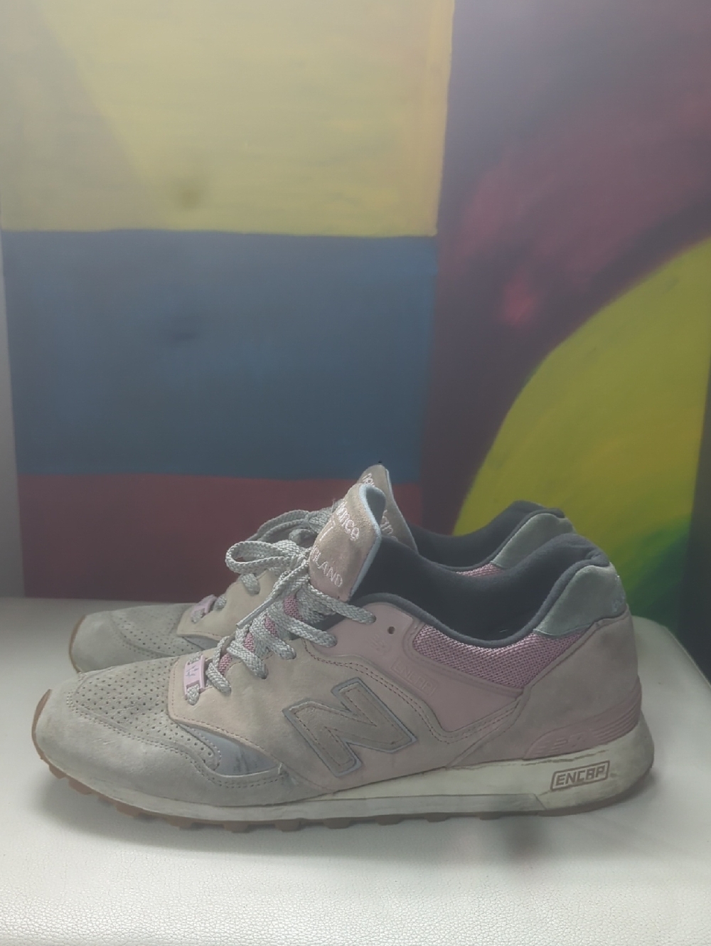 New Balance Pink & Gray 577 Suede Sneakers Collab